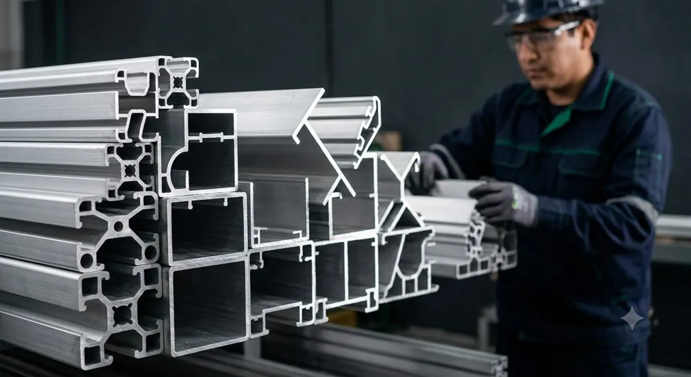 Perfiles de aluminio apilados